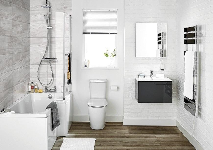 Phòng tắm thêm rộng với tông màu trắng